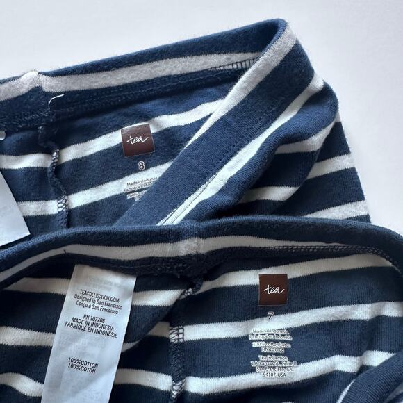 Tea Collection blue stripe Leggings - Size 7 - Picture 4 of 4